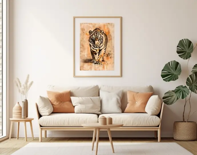 Un poster de tigre aux saveurs africaines, représente une excursion au cœur de la jungle.