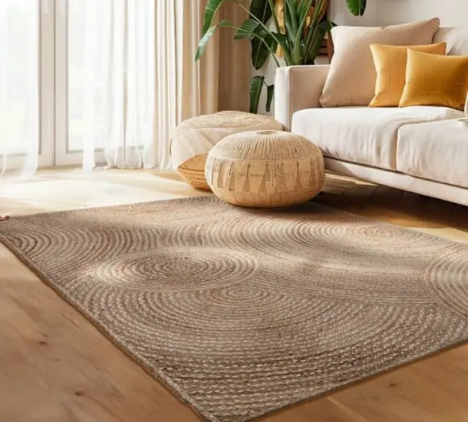 photographie d'un tapis en jute tissé