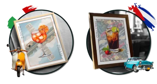 Image montrant deux bulles avec des posters à l'intérieur.